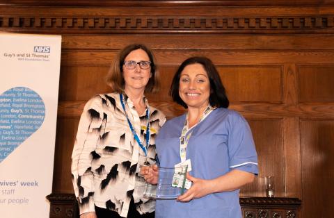 Picture shows Laura Nina Barker, Research nurse or midwife of the year, with Sandra Noona