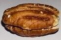 Image of one whole pecan on a flat surface. 